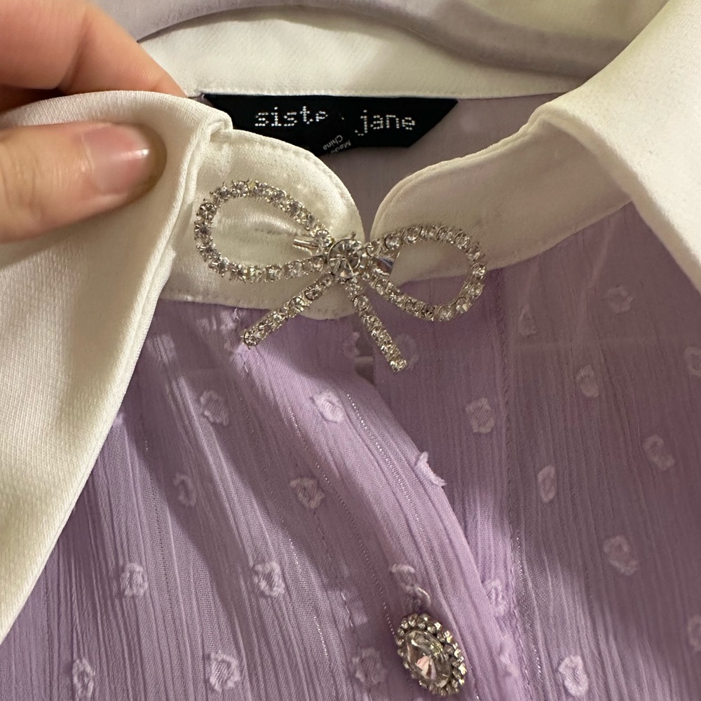 Sister Jane Lavender Blouse with White Collar - Picture 4 of 15